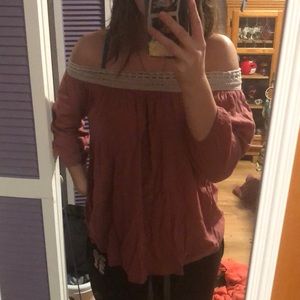 This is nice casual blouse, a dark coral color